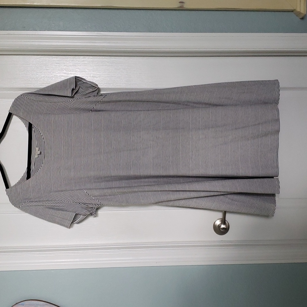 Talbots Plus 3X Black Stripe Slimming  A Line Tee Florida Dress